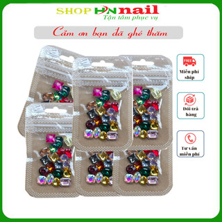 Túi đá khối nhỏ nhiều hình, nhiều màu trang trí móng làm đẹp nail shop hnnail