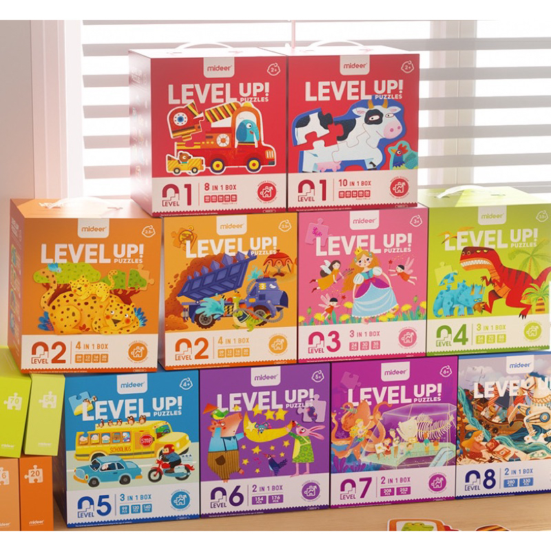 Mideer level up puzzles Bộ xếp hình nhiều cấp độ từ level 0 1 2 3 4 5 6 7 8 thăng cấp từ dễ đến khó bé từ 12 tháng tuổi