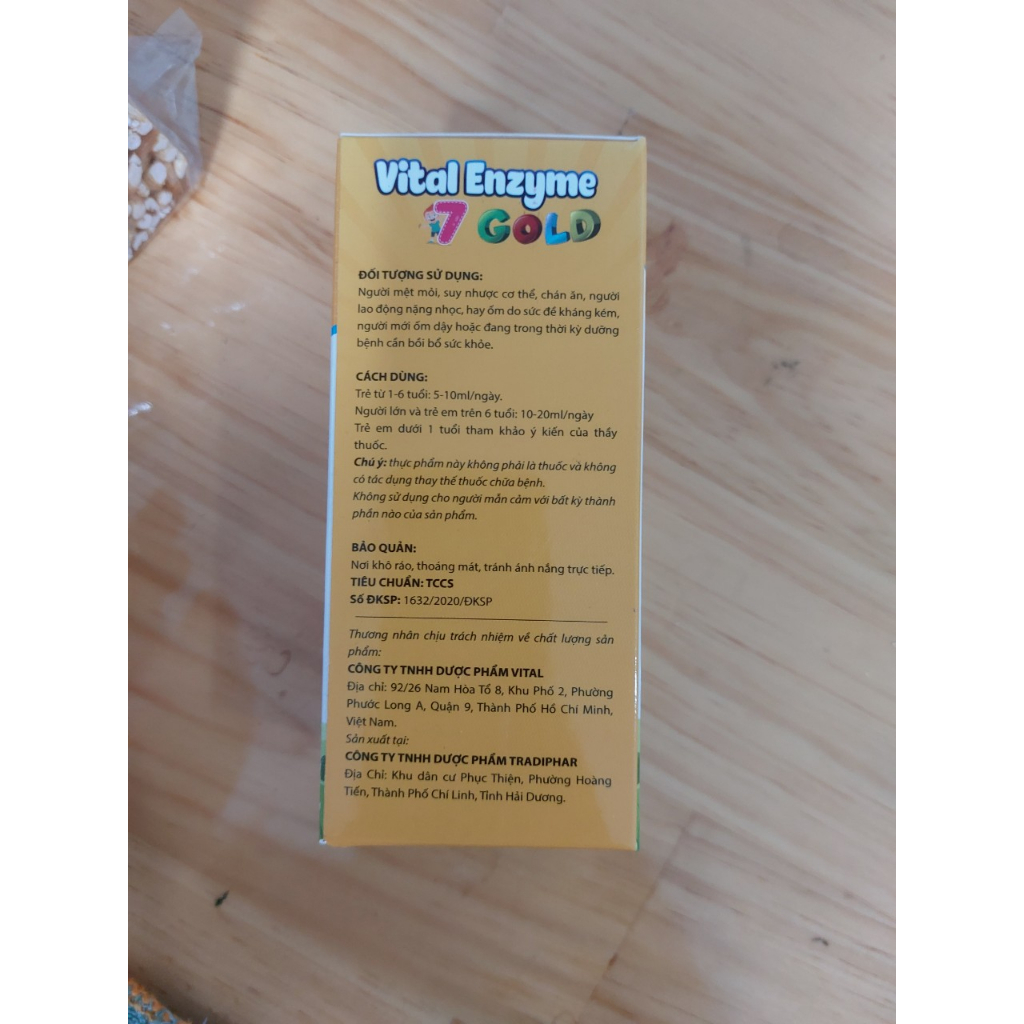 Siro ăn ngon Vital Enzyme 7 GOLD - Thymomodulin, Kẽm, Vitamin, Enzym cho cơ thể hỗ trợ tăng cường tiêu hóa, giúp ăn ngon