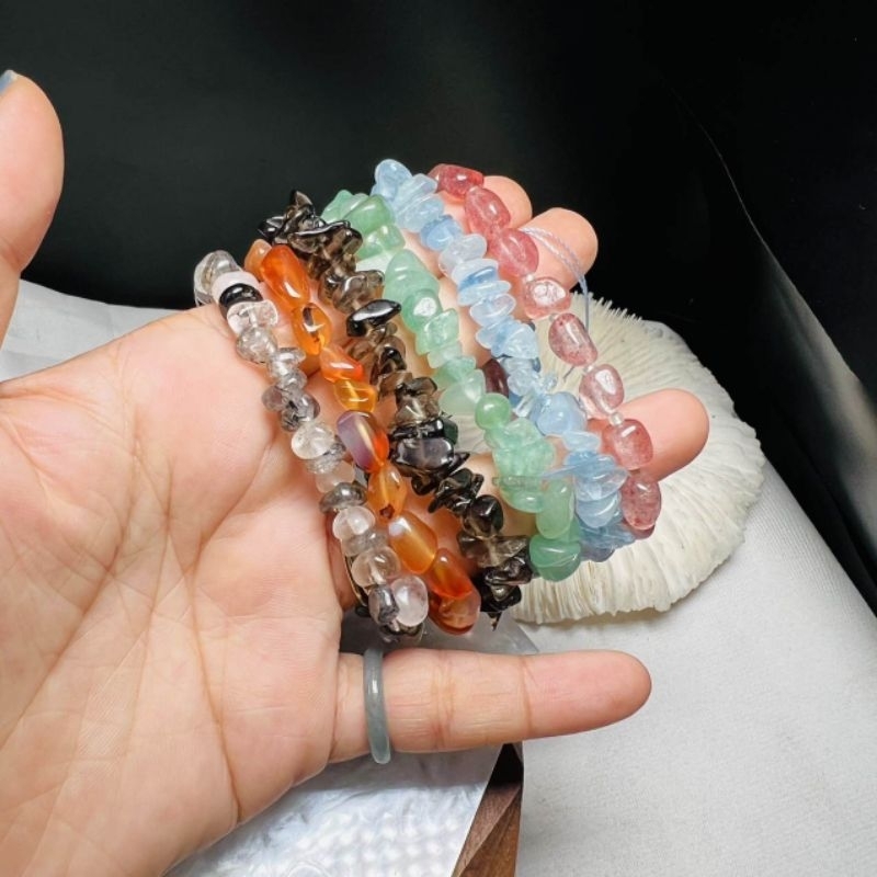 Vòng tay đá vụn Aquamarine