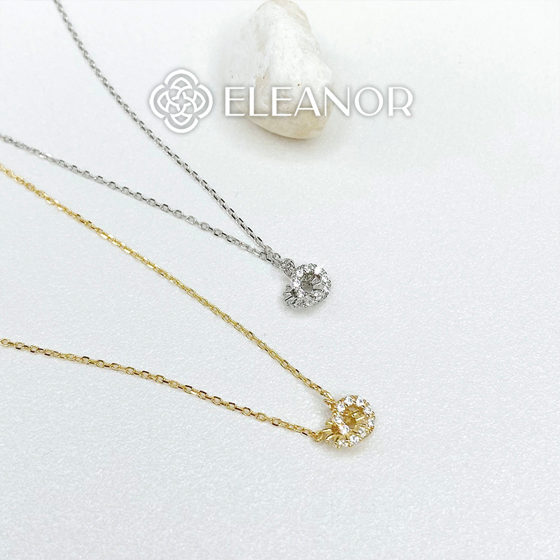 Dây chuyền nữ bạc 925 Eleanor Accessories đính đá mặt hình tròn kép phụ kiện trang sức 4279