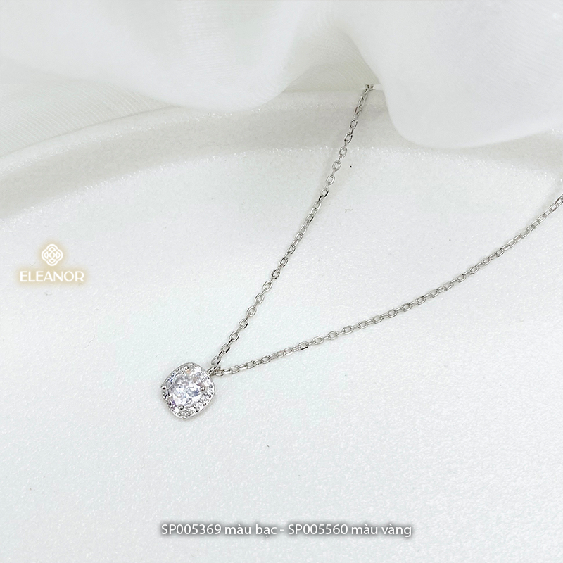 Dây chuyền nữ bạc 925 Eleanor Accessories mặt vuông đính đá phụ kiện trang sức 5369