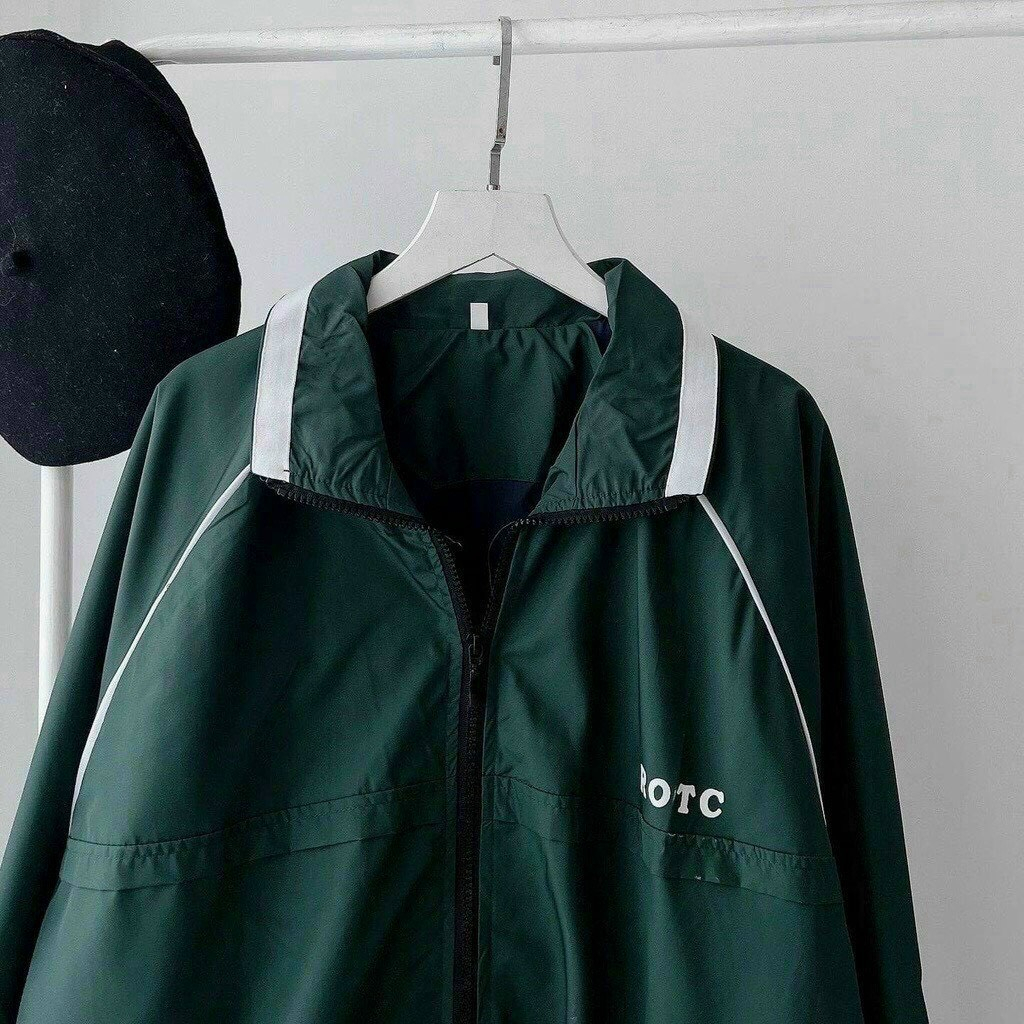 Aó khoát gió ROTC Cao Cấp Chất Dù 2 Lớp Phối Viền Nhỏ,Aó Khoát Khóa Kéo From To Cổ Bẻ Cực Xinh