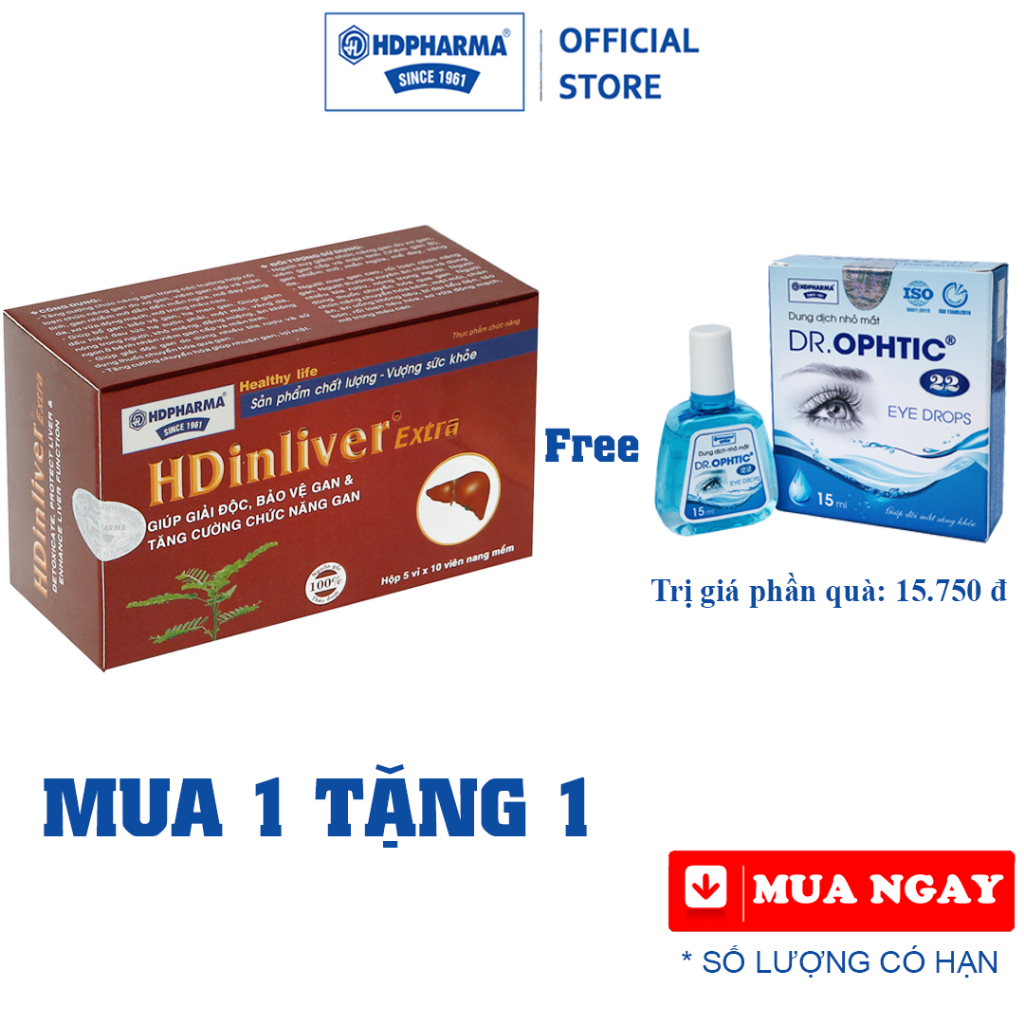 HDinliver Extra - Viên Uống Hỗ Trợ Giải Độc, Bảo Vệ Và Tăng Cường Chức Năng Gan (Hộp 5 Vỉ x 10 Viên)