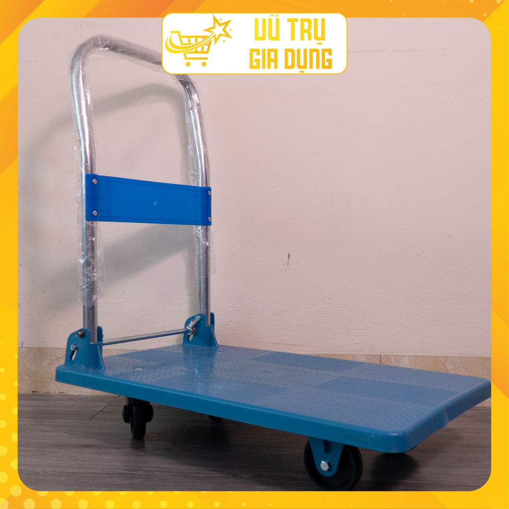 Xe đẩy hàng, xe kéo hàng gấp gọn 4 bánh - Tải trọng 150kg - Sàn chống trươn trượt chắc chắn - TP00104