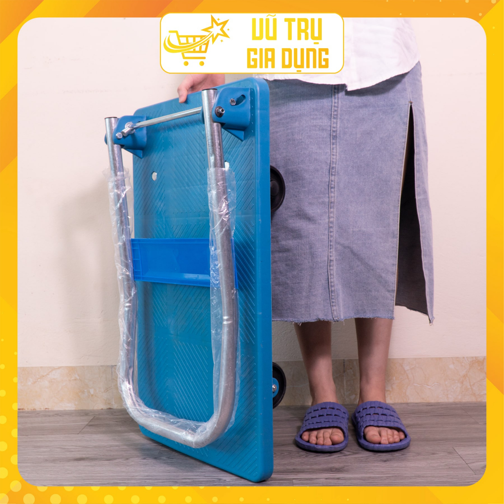 Xe đẩy hàng, xe kéo hàng gấp gọn 4 bánh - Tải trọng 150kg - Sàn chống trươn trượt chắc chắn - TP00104