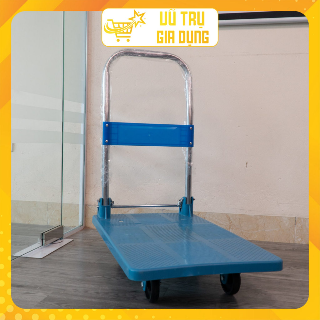 Xe đẩy hàng, xe kéo hàng gấp gọn 4 bánh - Tải trọng 150kg - Sàn chống trươn trượt chắc chắn - TP00104