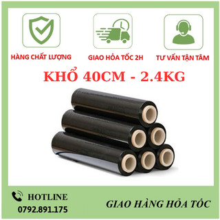 Màng PE ĐEN khổ 40cm 2,4kg, màng chít, màng co, nilong bọc, màng quấn bọc hàng lõi nhỏ giá rẻ Hà Nội