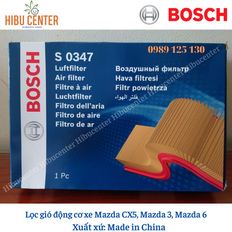 Lọc Gió Động Cơ BOSCH S0347 cho xe Mazda CX5,  Mazda 3, Mazda 6 máy 2.0/2.5 | Hibucenter