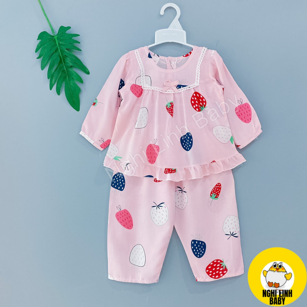 Đồ bộ cho bé gái, đồ mặc nhà vải tole 4&5 tay dài quần dài size từ 11-12kg - Nghi Linh Baby