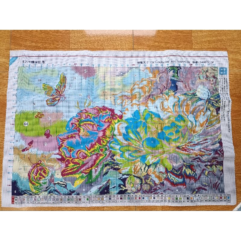 Tranh thêu kín Hoa Mẫu Đơn E279-60x90cm