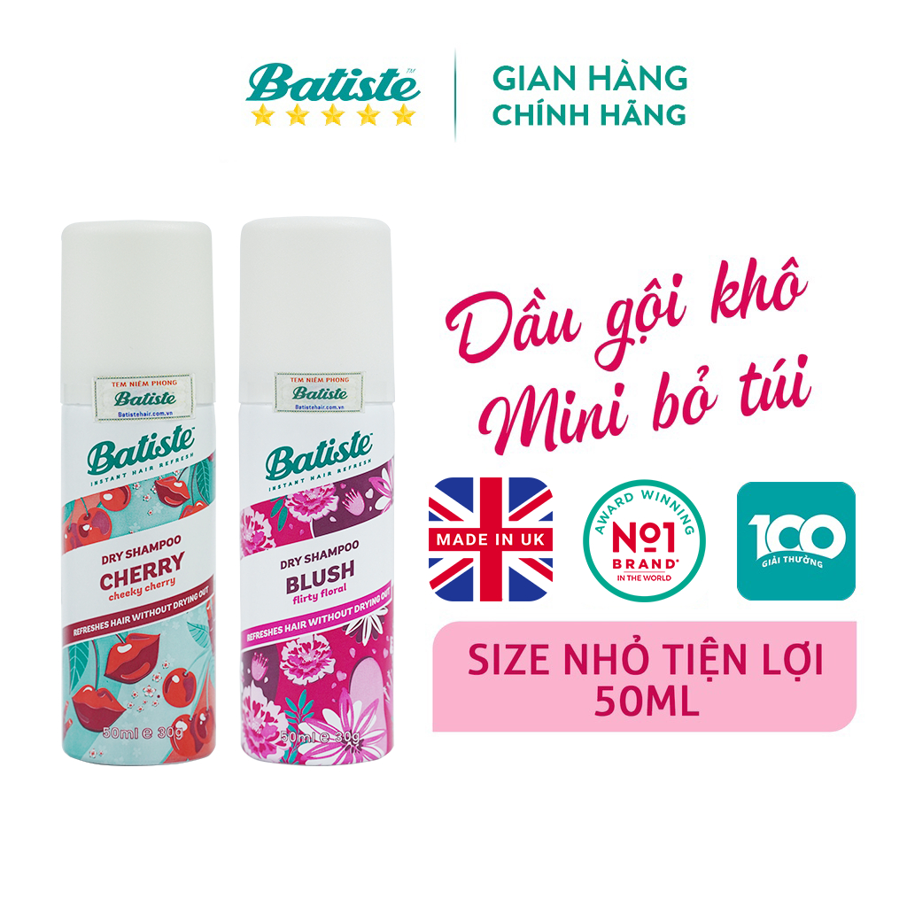 Dầu Gội Khô Batiste Dry Shampoo 50ml Hết Ngứa, Hết Bết Dính Tóc Bồng Bềnh Bóng Mượt Tức Khắc | BigBuy360 - bigbuy360.vn