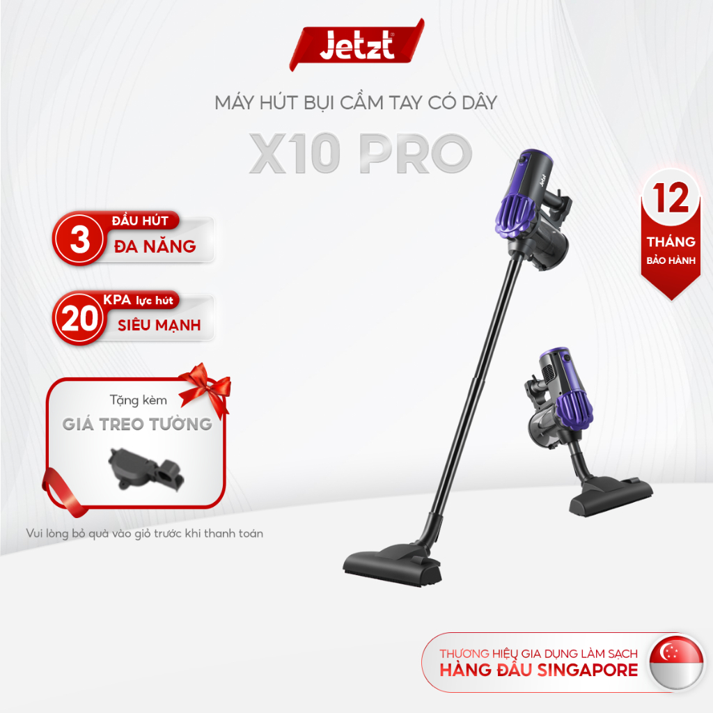 Máy hút bụi cầm tay có dây 4in1 JETZT X10 PRO, kèm đầu hút giường nệm với phân loại X10 PRO MAX