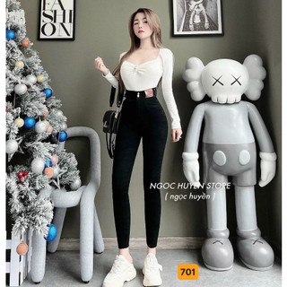Quần Jean Nữ Lưng Cao ❤️FREESHIP❤️ Quần Bò Nữ Đen Rách Gối Ôm Dáng Đẹp Thời Trang Chuẩn Hàng Shop A-T Fashion-QJNUM522