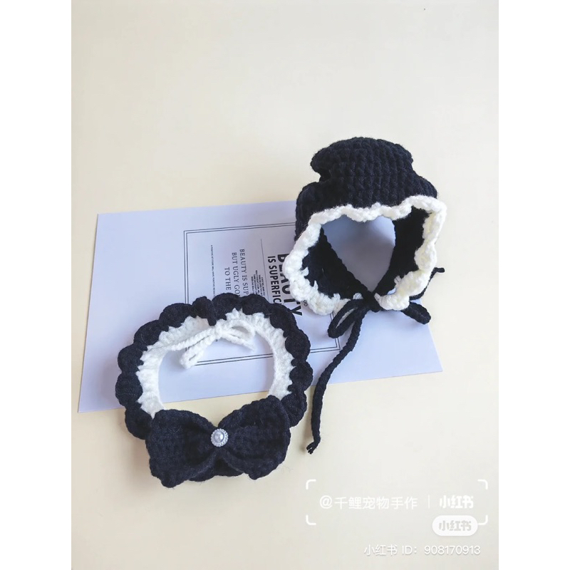 COMBO 2 cosplay hầu gái, mũ và yếm len cho chó mèo CHILLMEOW