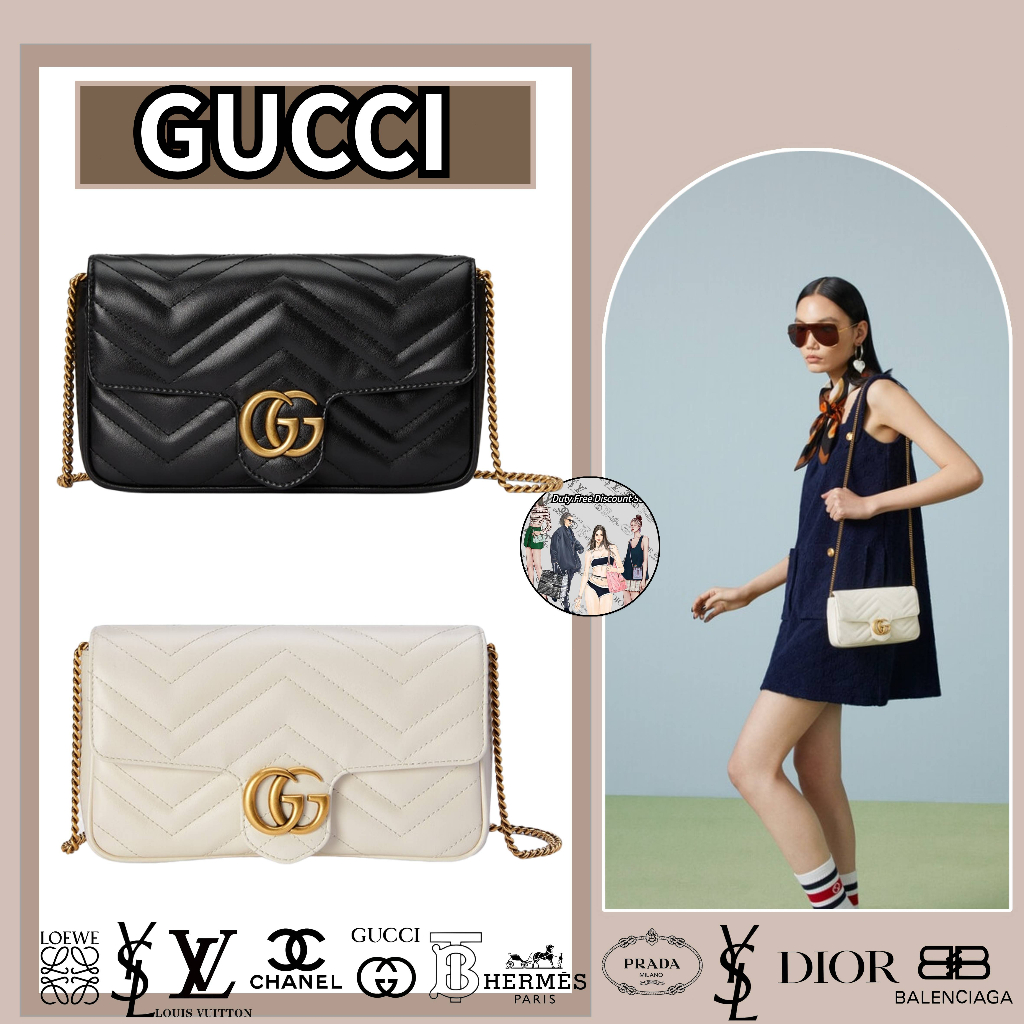 gucci Túi chuỗi Gucci GG Marmont (có ngăn đựng thẻ)/túi xách/túi đeo vai/sản phẩm giảm giá miễn thuế/chủ thẻ