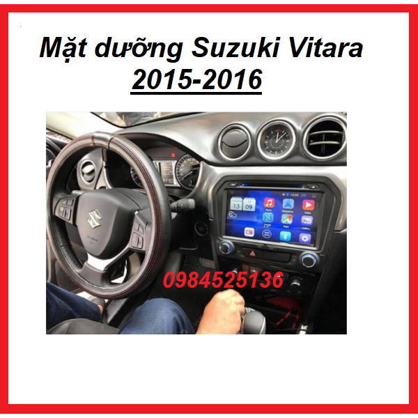 Mặt dưỡng lắp màn hình android cho xe Suzuki Vitara 2015-2019,mặt dưỡng kèm dây nguồn cắm zin xe Vitara,mặt nạ taplo