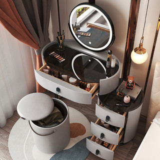 Bàn trang điểm kèm gương đèn Led cảm ứng hiện đại Bàn phấn hàng nhập khẩu Bàn trang điểm size nhỏ 70cm