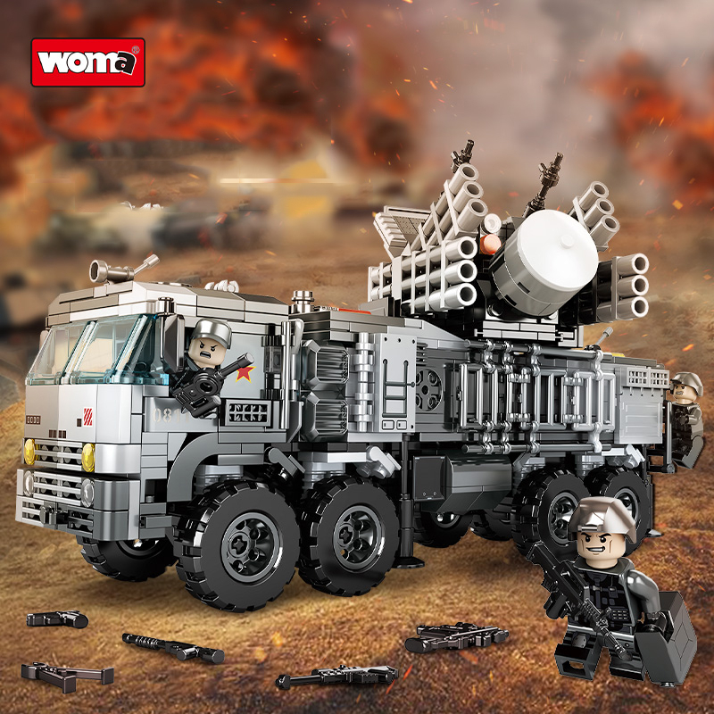 Đồ chơi Lắp ráp xe phòng không Radar mặt đất, Woma C0811, Xếp hình thông minh, Mô hình quân sự