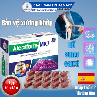 Viên uống bổ sung canxi ALCALFORTE MK7 giúp bổ sung canxi và ngăn ngừa loãng xương - Hộp 30 viên