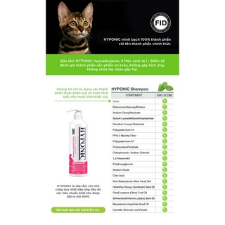 Sữa tắm cho mèo cao cấp HYPONIC Hypoallergenic