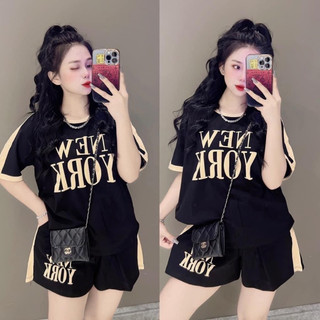 Set bộ đùi thun nữ cotton chữ newyork