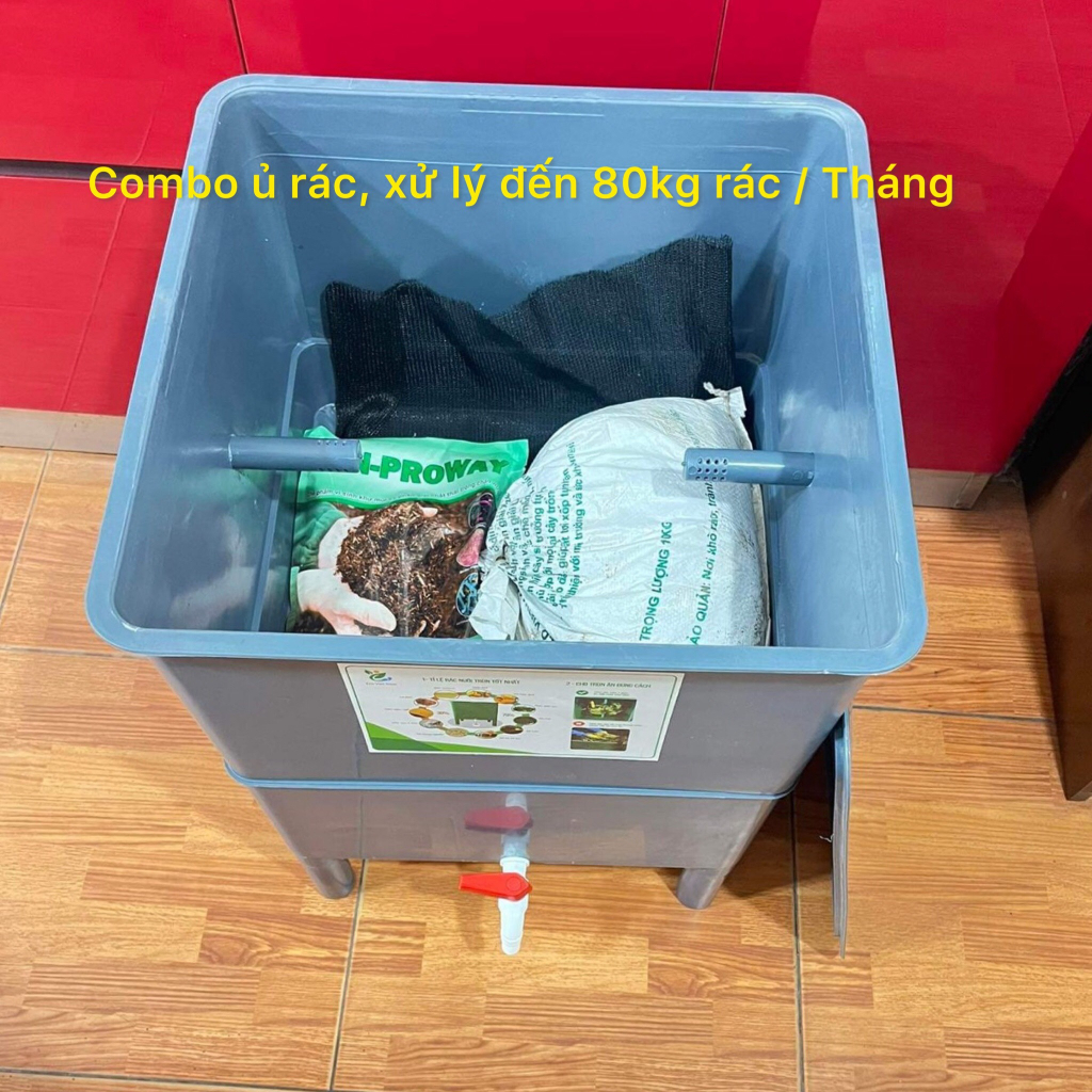 Thùng nuôi trùn quế ủ rác nhà bếp để trồng rau tại nhà ECO VIỆT NAM