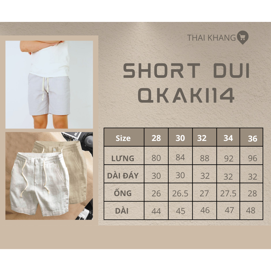 Quần short nam THÁI KHANG vải đũi lưng thun thoải mái dày mềm QKAKI14