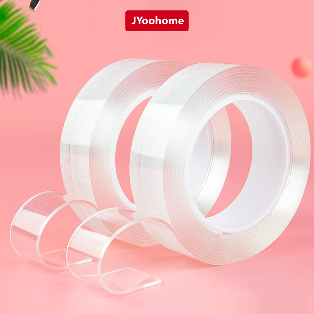 Băng dính 2 mặt siêu dính JYoohome Cuộn băng dính Nano 3cm*3m, 3cm*5m dán tường dính mọi bề mặt miếng dán tường tiện ích