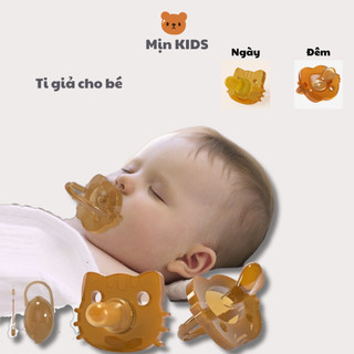 Núm ti giả silicon, ti cho bé sơ sinh MỊN KIDS,100% Silicon cao cấp siêu mềm, mô phỏng bầu vú mẹ
