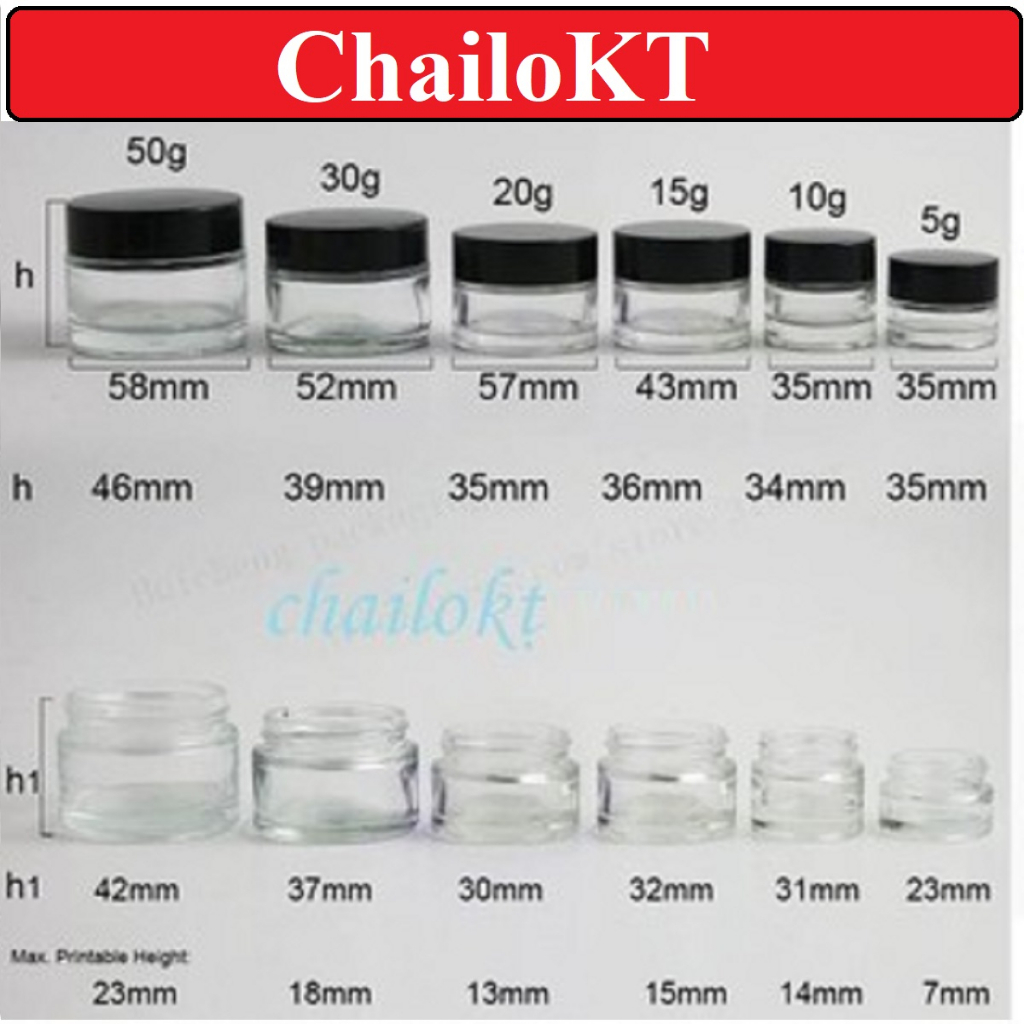 Hũ chiết thủy tinh, hũ 5g /10g / 15g, hũ chiết kem, hũ kem mờ, hủ thủy tinh