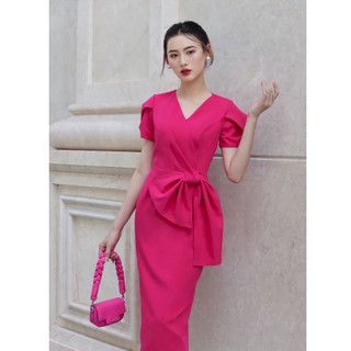 Đầm nơ hồng sen thiết kế cao cấp -Angel V