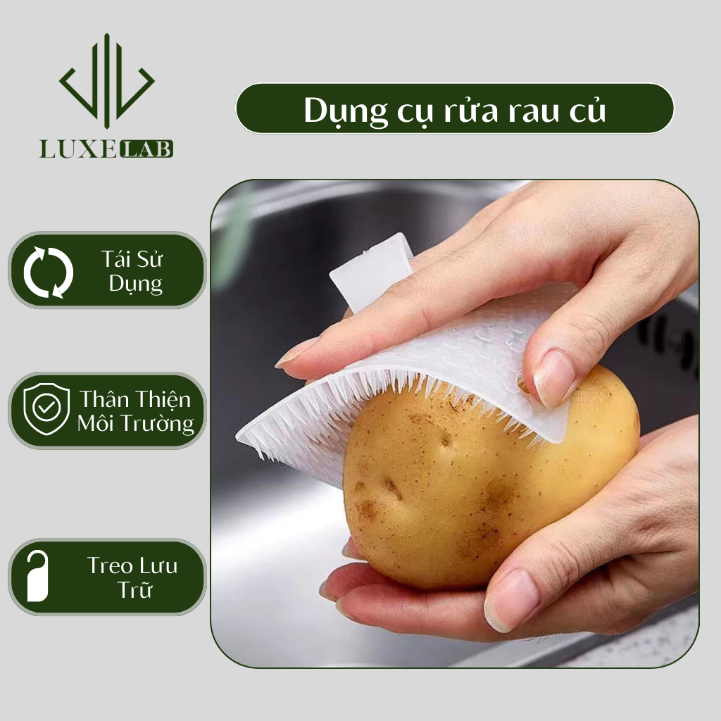 Bàn Chải Vệ Sinh Rau Củ Quả An Toàn - Cọ Chà Rửa Đồ Dùng Nhà Bếp Đa Năng LUXELAB 11879