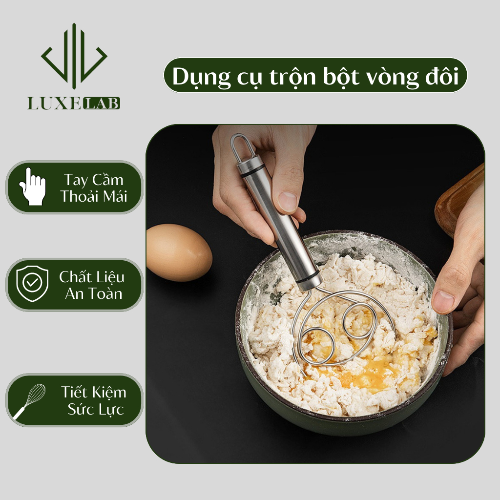 Cây Khuấy Bột Mì Cao Cấp - Dụng Cụ Trộn Đánh Trứng Thiết Kế Hai Mắt LUXELAB 11877