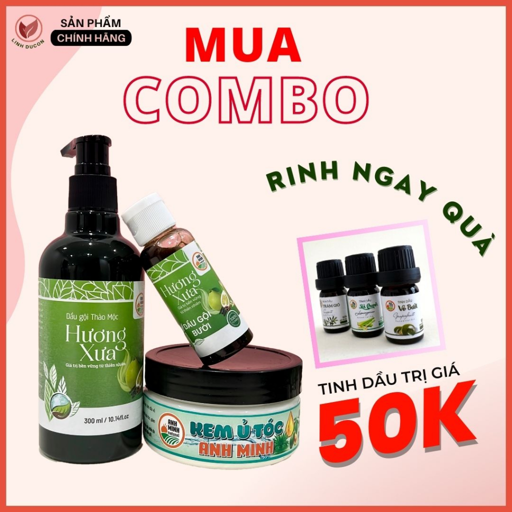Combo dầu gội ủ xả tóc| Dầu gội Thảo Dược Bưởi Bồ Kết và Kem Ủ Nha Đam mọc tóc cho da dầu, gàu, nấm |Linhducon 25