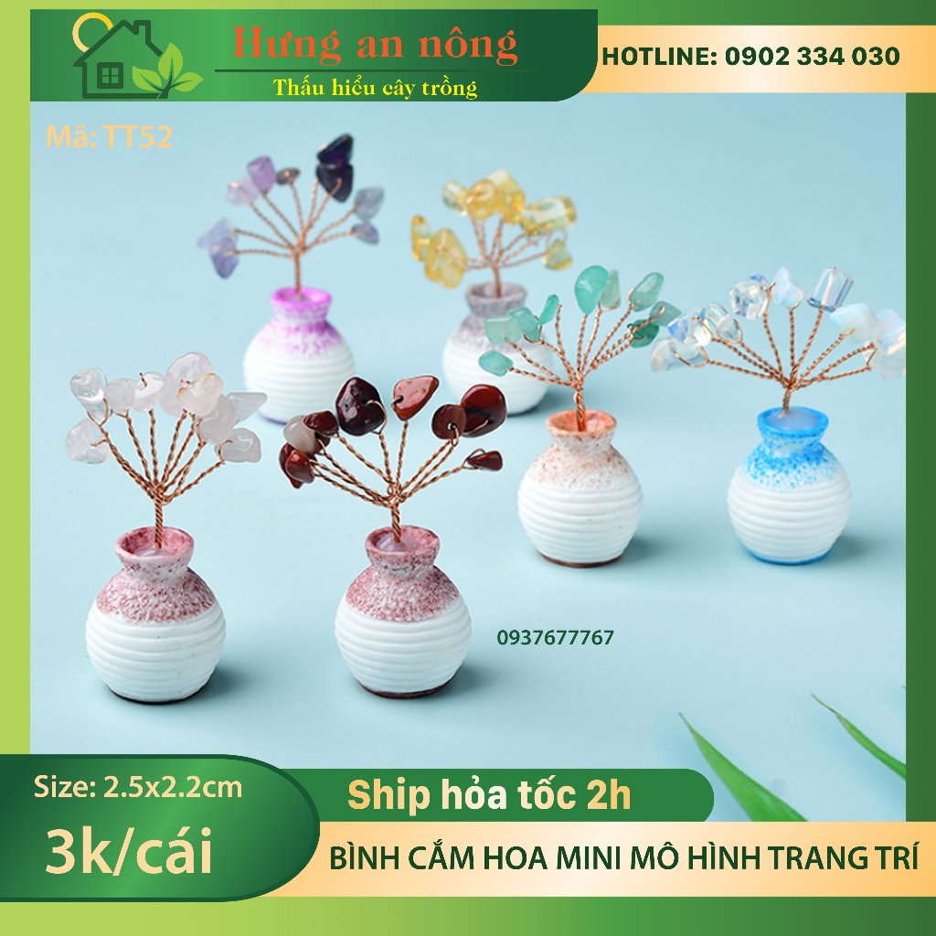 TT52 - bình cắm hoa màu mini trang trí tiểu cảnh sen đá, xương rồng, bonsai, cây để bàn - giao ngẫu nhiên