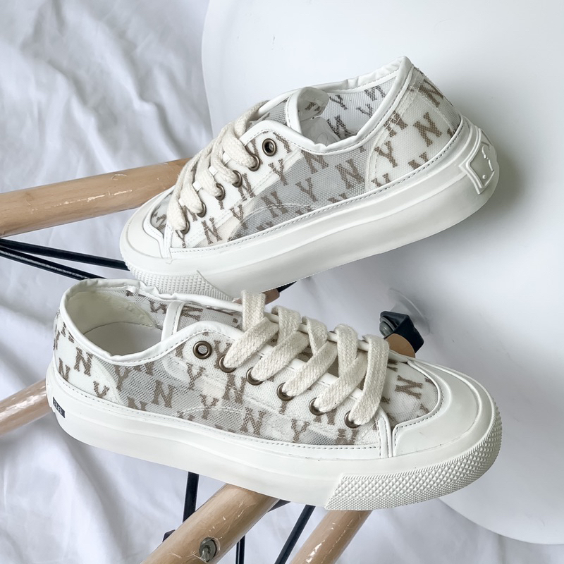 Giày MLB LƯỚI , Thể Thao Nữ, Giày Sneaker_MLB LƯỚI Bản  Trắng Bản All White Và Nâu dễ phối đồ full box bull hót