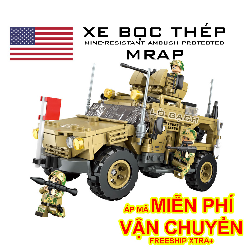 Bộ xếp hình xe bọc thép kháng mìn MRAP quân đội Mỹ 488 chi tiết