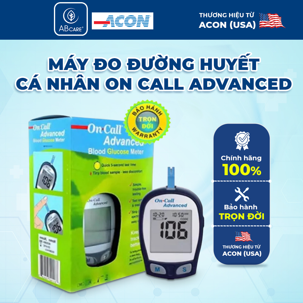 Máy đo đường huyết On Call Advanced chính hãng kèm 25 que