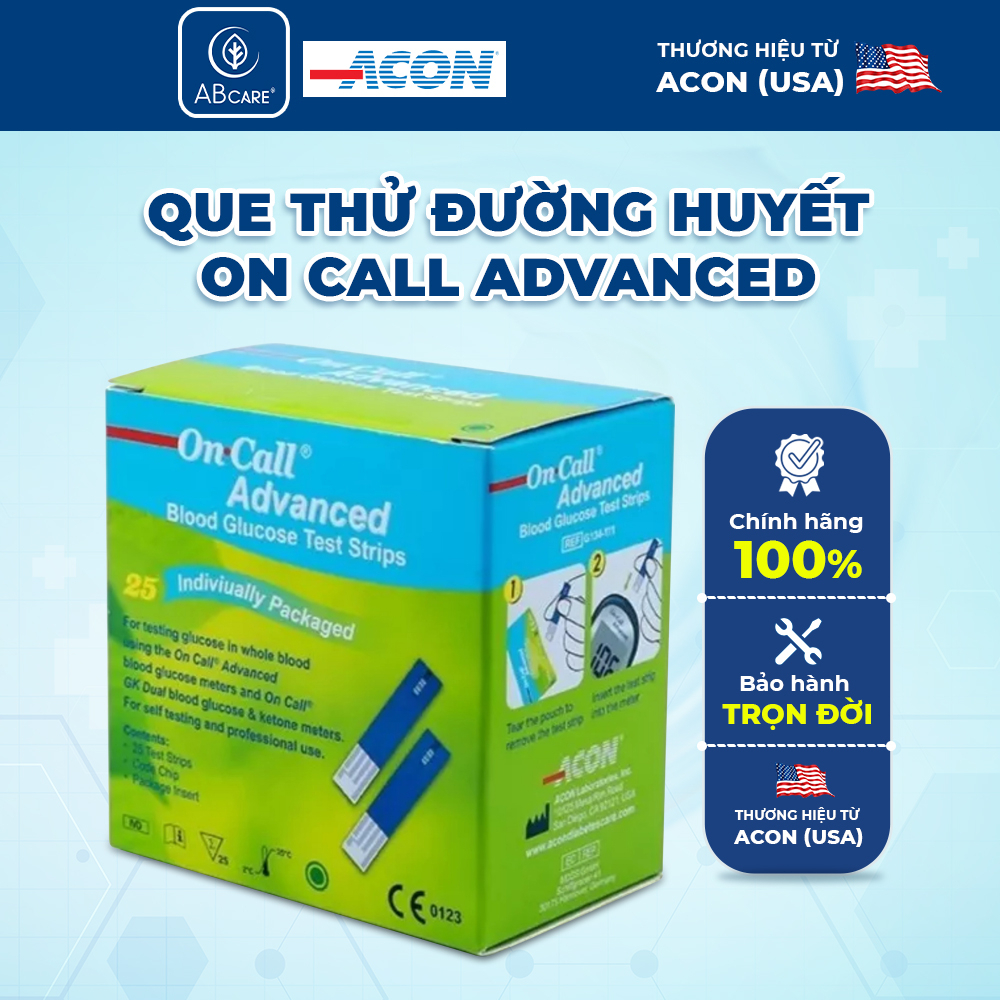 Que thử đường huyết Acon On-call Advanced chính hãng (25/hộp)
