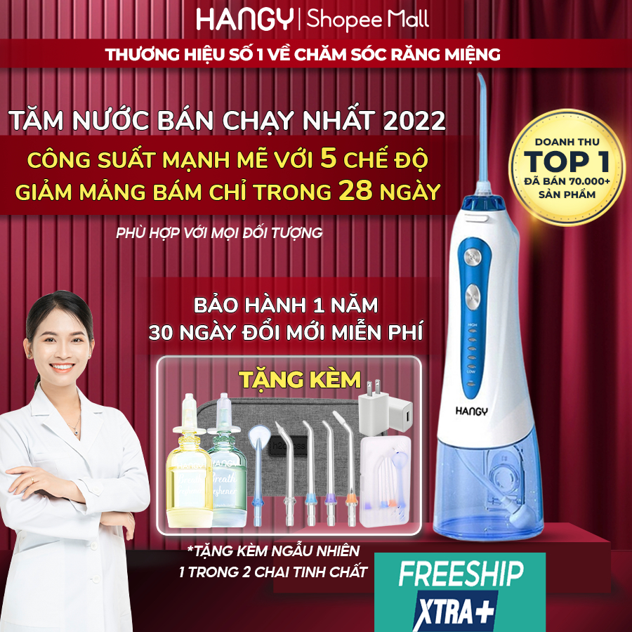 Máy Tăm Nước H2Ofloss Hf- 2 Nhập Khẩu Hangy [Tặng Hộp Đựng...