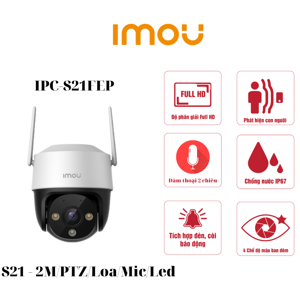 Camera Wifi ngoài trời IMOU| ITVPlus| Cruise SE S21FP- 2MPX| PTZ| 4 chế độ màu|mic |không loa đàm thoại - IPC-S21FP