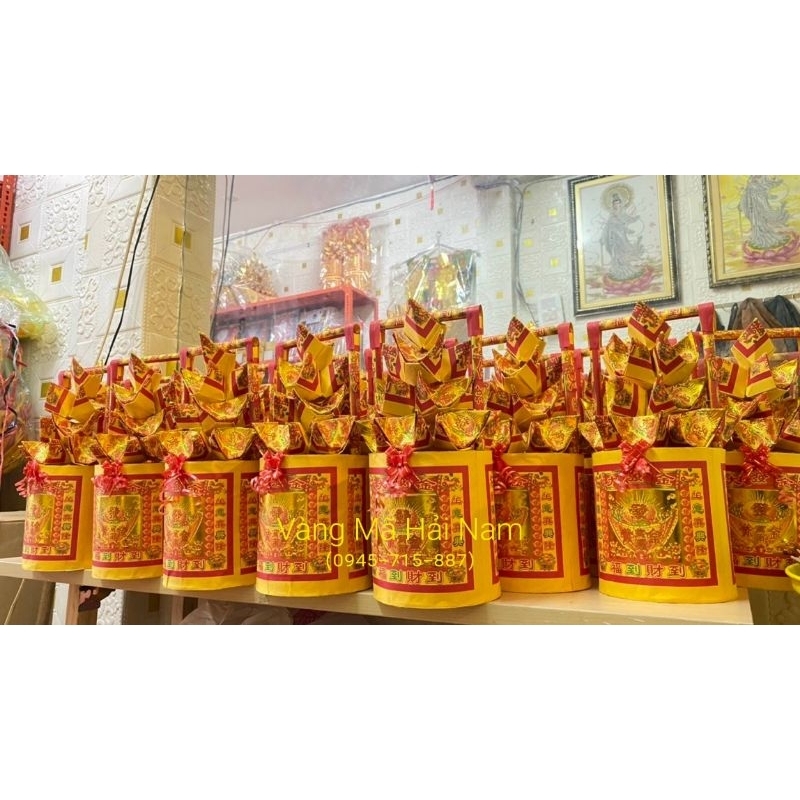 Gánh Vàng Bạc & Gánh Tài Lộc Cầu Tài Chiêu Lộc / Kinh Thương Thuận Lợi / Cúng Khai Trương / Cúng Thần Tài - Size Trung