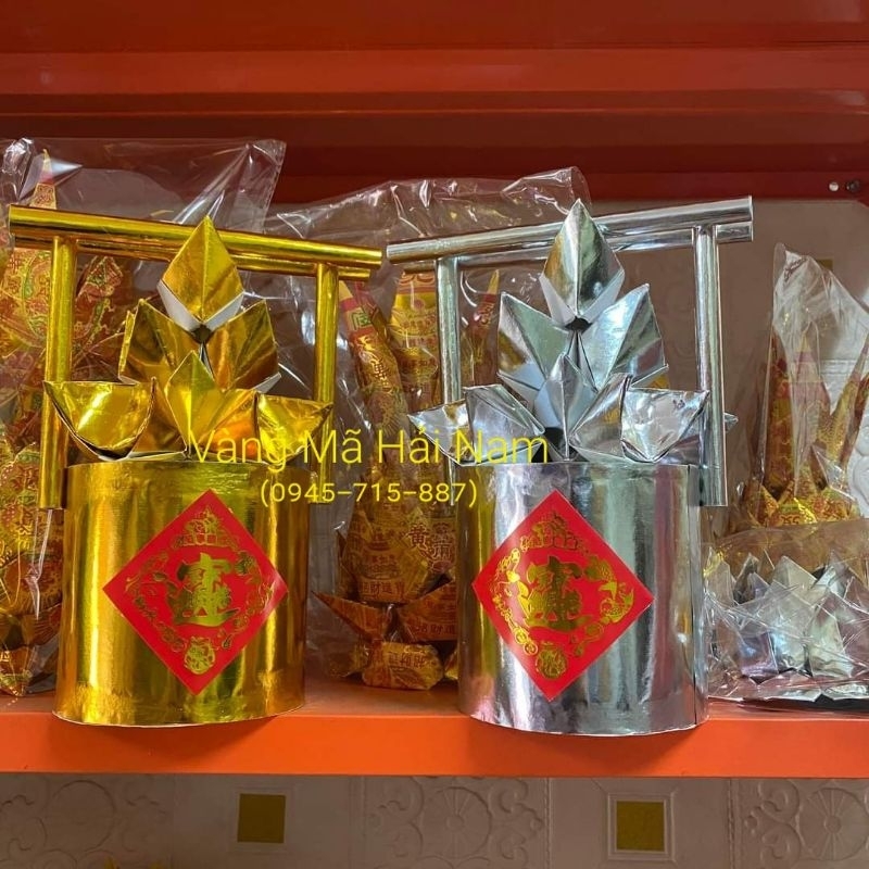 Gánh Vàng Bạc & Gánh Tài Lộc Cầu Tài Chiêu Lộc / Kinh Thương Thuận Lợi / Cúng Khai Trương / Cúng Thần Tài - Size Trung