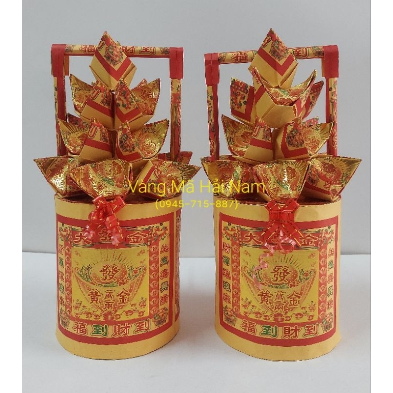 Gánh Vàng Bạc & Gánh Tài Lộc Cầu Tài Chiêu Lộc / Kinh Thương Thuận Lợi / Cúng Khai Trương / Cúng Thần Tài - Size Trung