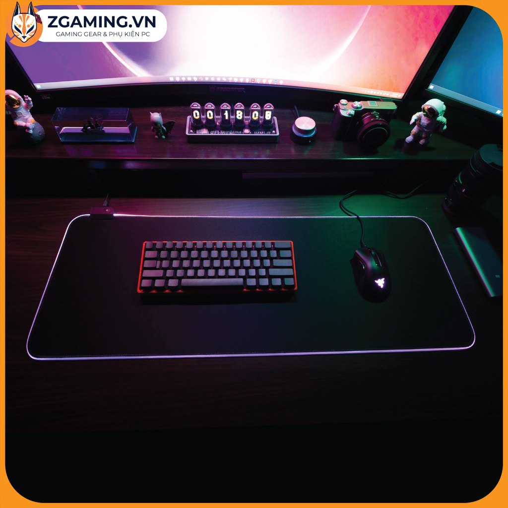 Miếng Lót Chuột Led RGB Cỡ Lớn 80x30cm, 90x40cm, 35x25cm | Loại Cao Cấp dầy 4mm