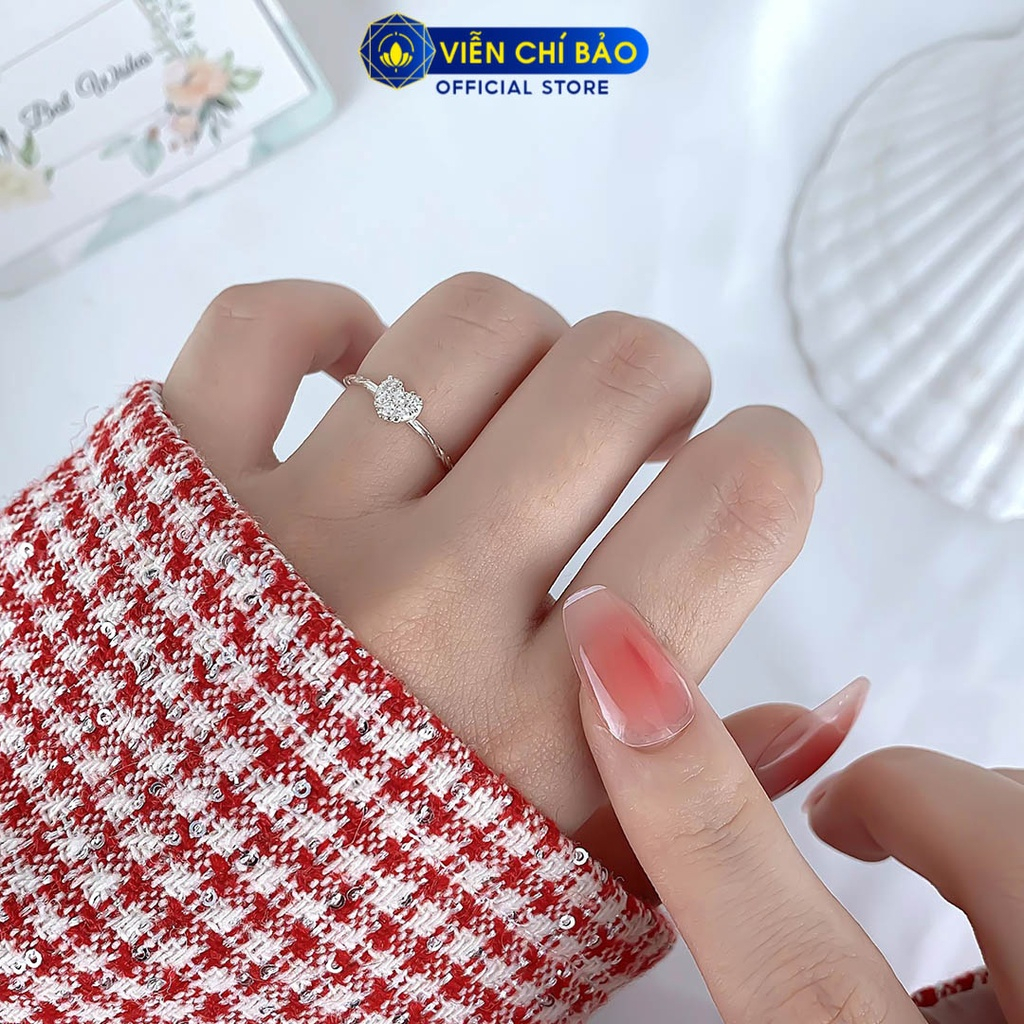 Nhẫn bạc nữ trái tim đính đá xoắn chất liệu bạc 925 thời trang phụ kiện trang sức Viễn Chí Bảo N400868
