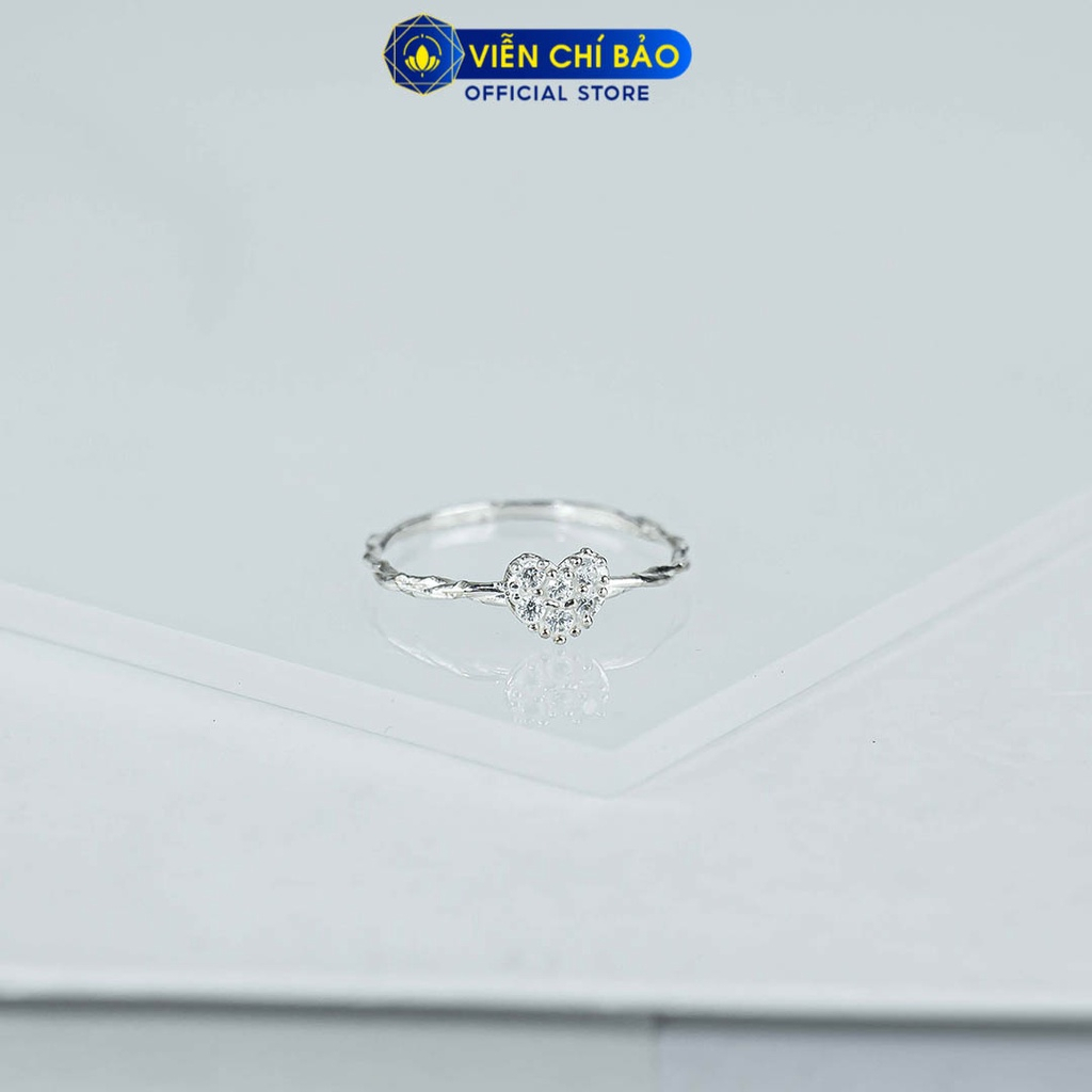 Nhẫn bạc nữ trái tim đính đá xoắn chất liệu bạc 925 thời trang phụ kiện trang sức Viễn Chí Bảo N400868