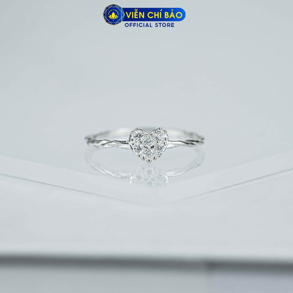 Nhẫn bạc nữ trái tim đính đá xoắn chất liệu bạc 925 thời trang phụ kiện trang sức Viễn Chí Bảo N400868