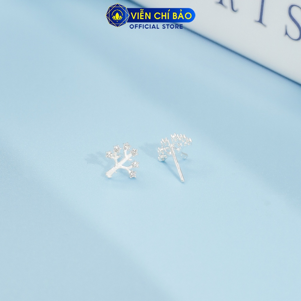 Bông tai bạc nữ cây đính đá chất liệu bạc 925 thời trang phụ kiện trang sức nữ thương hiệu Viễn Chí Bảo E067